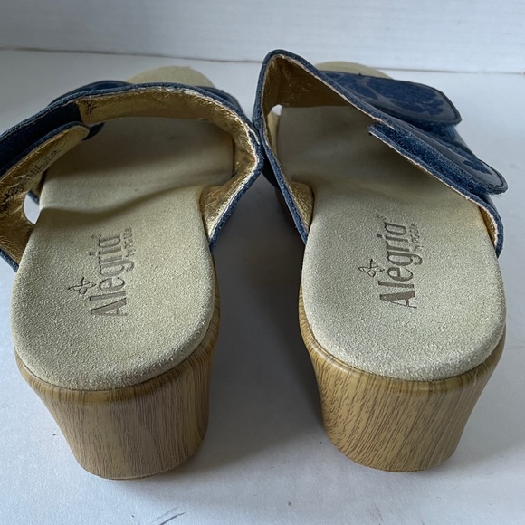 Alegria Lin 622 Leather Blue Floral Clog Sandals Size 38 - Picture 6 of 10